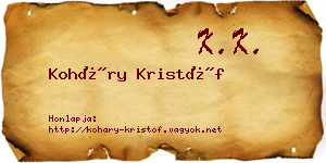 Koháry Kristóf névjegykártya