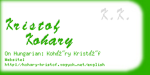 kristof kohary business card